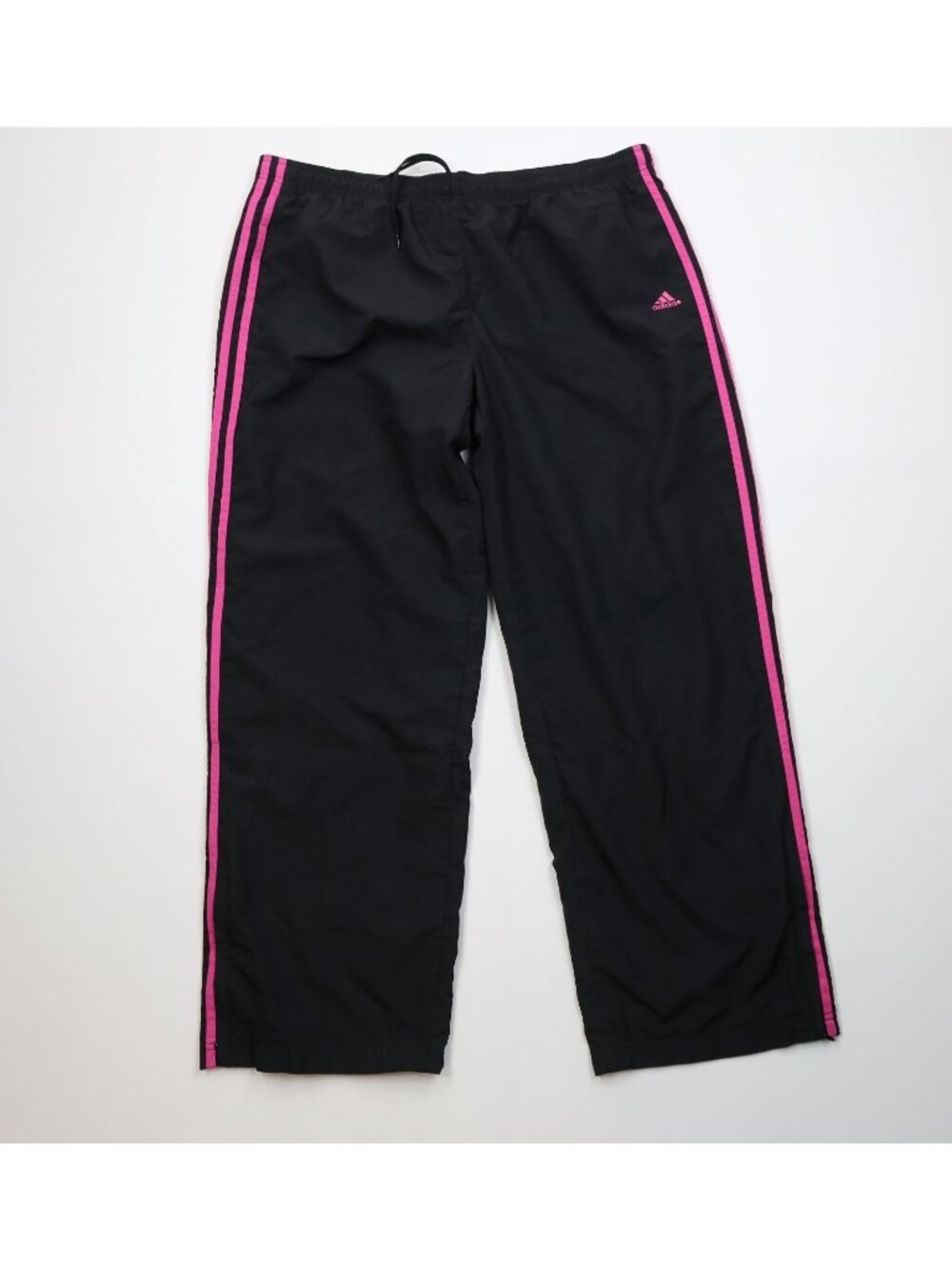 Vintage Y2K Adidas Womens XL Spell Out Striped Lined Wide Leg Windbreaker Pants